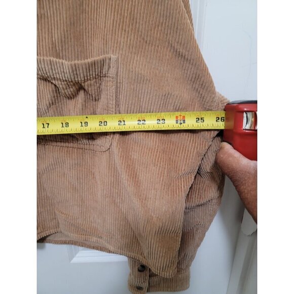 American Eagle Corduroy Button-Up Shirt Beige With  A Front Pocket SZ L - Picture 8 of 12